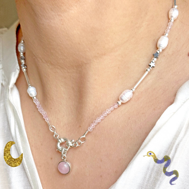 Collar Luz Estelar Cuarzo rosa
