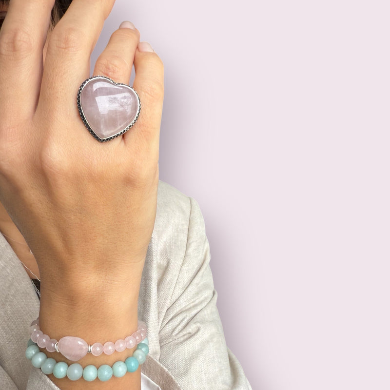 Anillo maxi Cuarzo Rosa