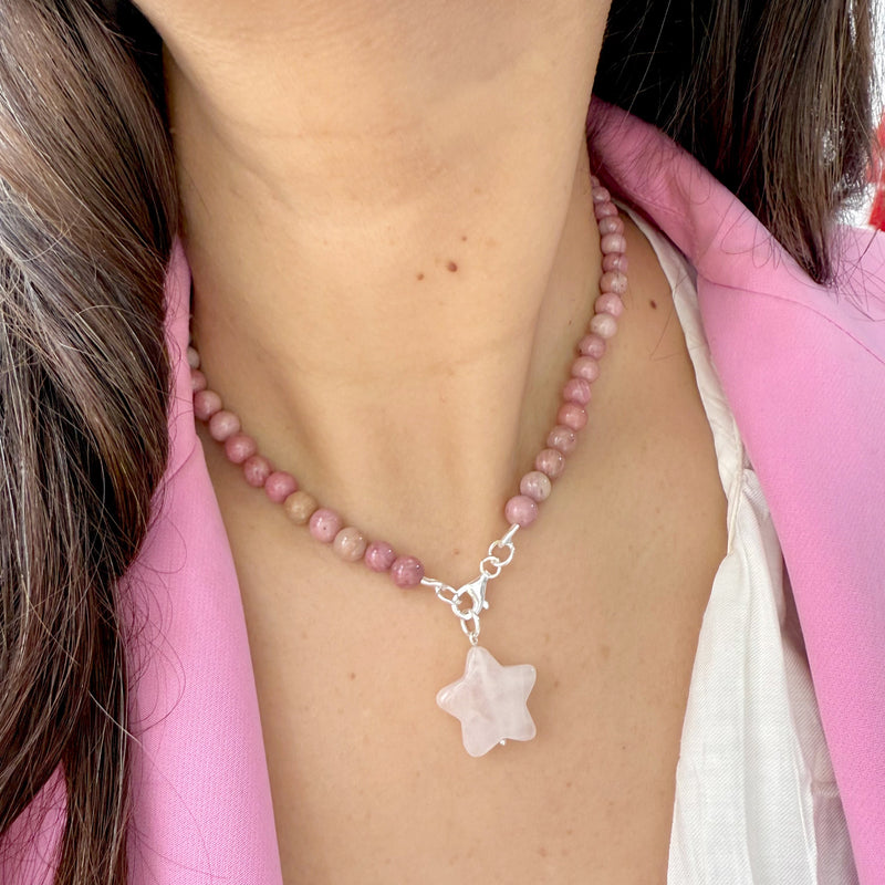 Collar Gaia Star Cuarzo rosa