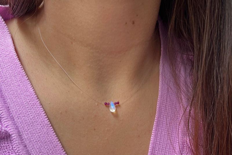 Collar gotita piedra luna